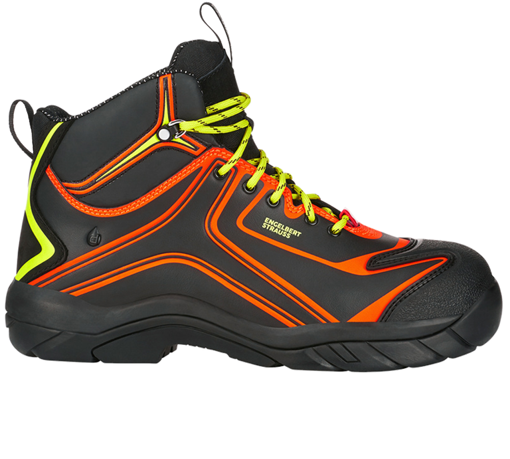 S3: e.s. S3 Chaussures hautes de sécurité Kajam + noir/orange fluo/jaune fluo