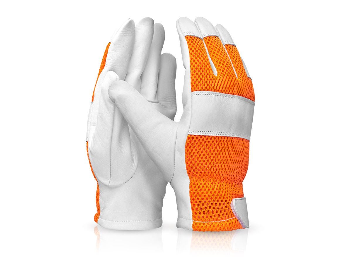 Aanbieding van de maand: e.s. lederen handschoenen Mesh + oranje