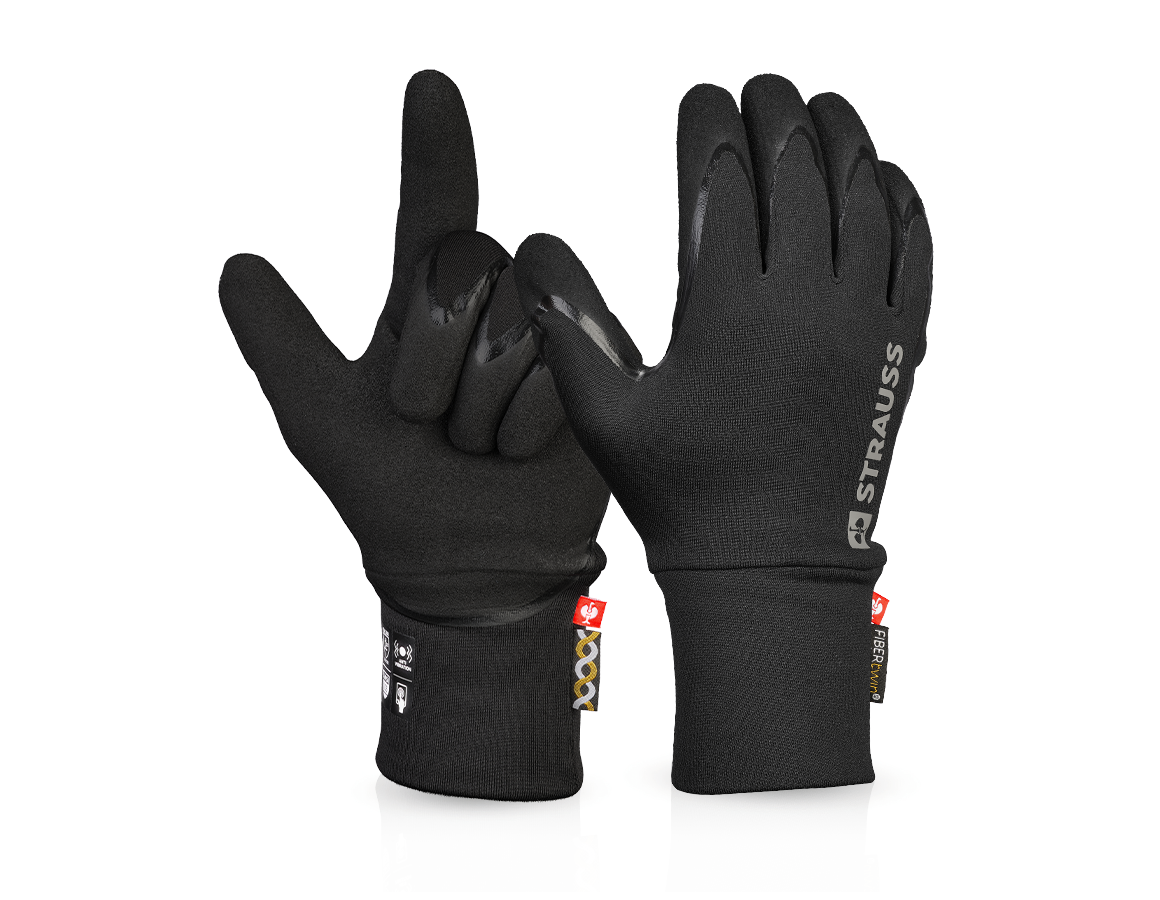 Arbeidsveiligheid: e.s. Nitril handschoe. FIBERTWIN®Senso Grip Winter + zwart