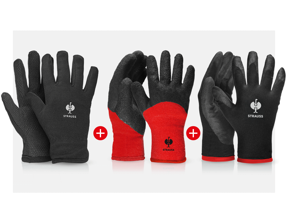 Sets | Zubehör: Kältehandschuh-Set, 3-teilig + schwarz
