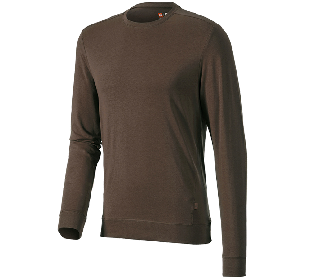 Onderwerpen: e.s. Longsleeve cotton stretch + kastanje