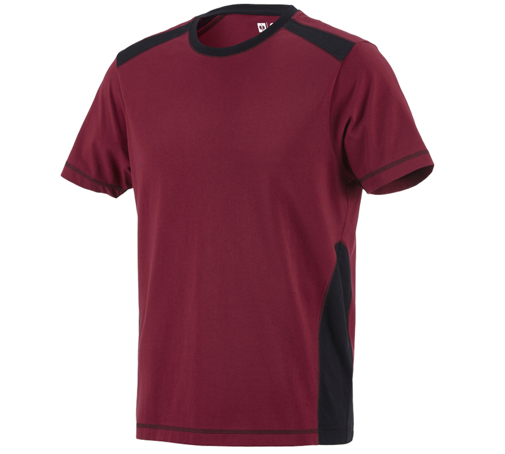 Bovenkleding: T-Shirt cotton e.s.active + bordeaux/zwart