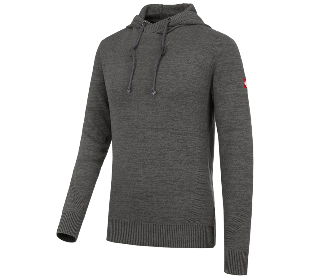 Bovenkleding: e.s Gebreide hoody + titaan melange