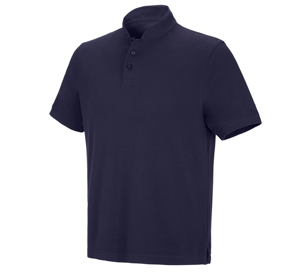 Bovenkleding: e.s. Poloshirt cotton Mandarin + donkerblauw