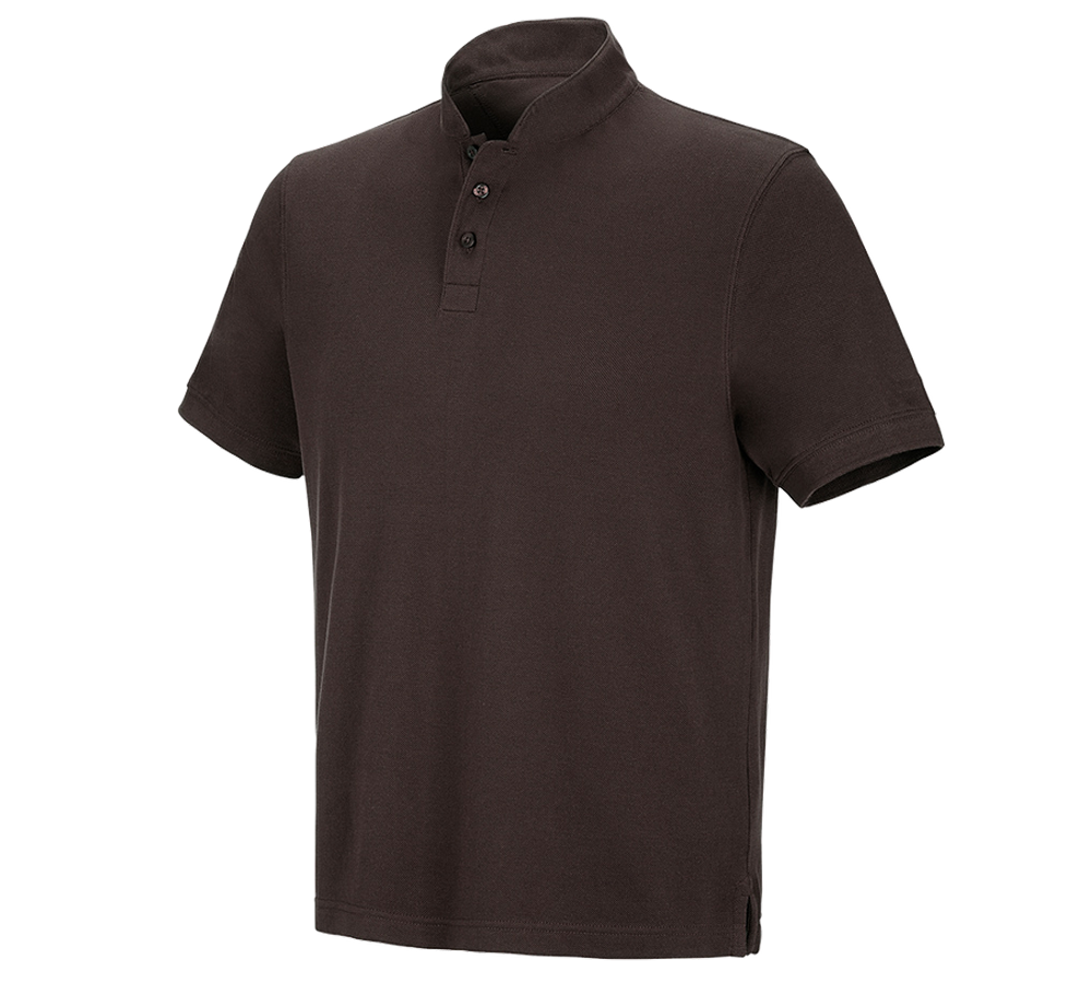 Bovenkleding: e.s. Poloshirt cotton Mandarin + kastanje