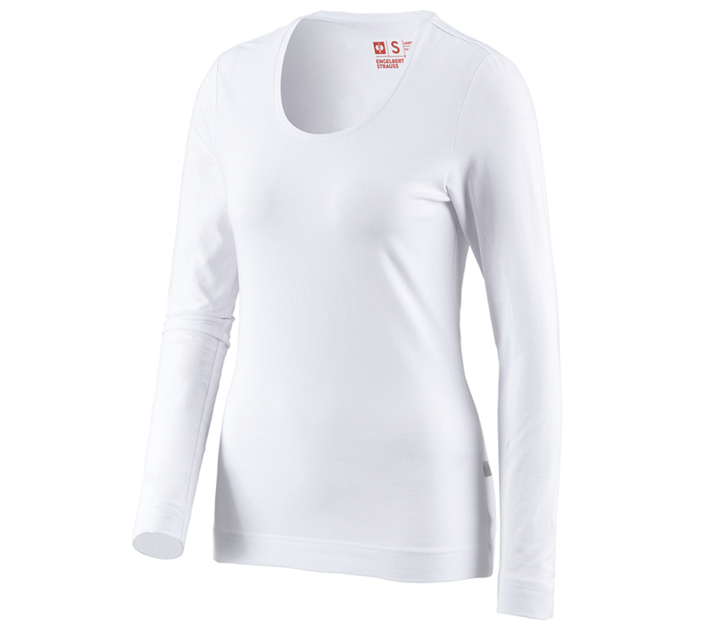 Themen: e.s. Longsleeve cotton stretch, Damen + weiß