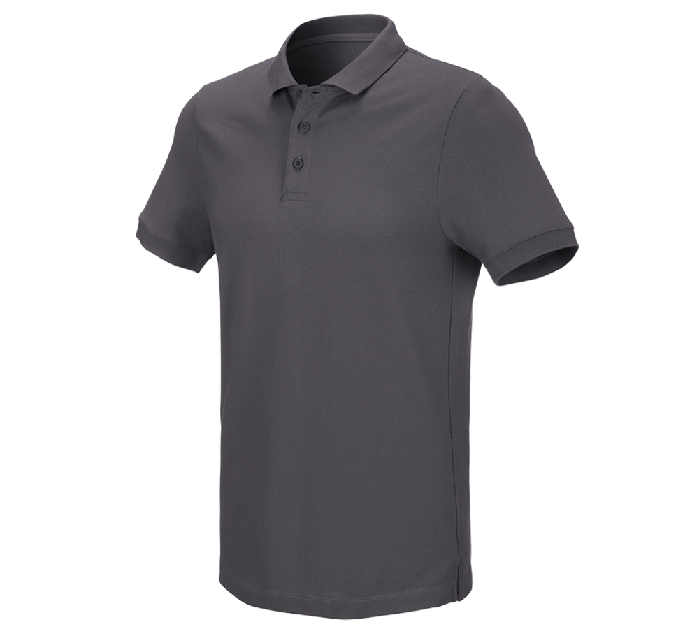 Hauts: e.s. Pique-Polo cotton stretch + anthracite