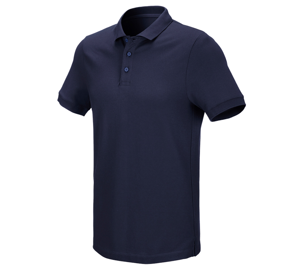 Hauts: e.s. Pique-Polo cotton stretch + bleu foncé