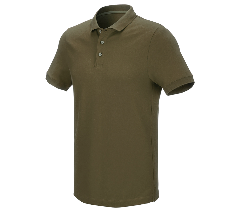 Hauts: e.s. Pique-Polo cotton stretch + vert boue