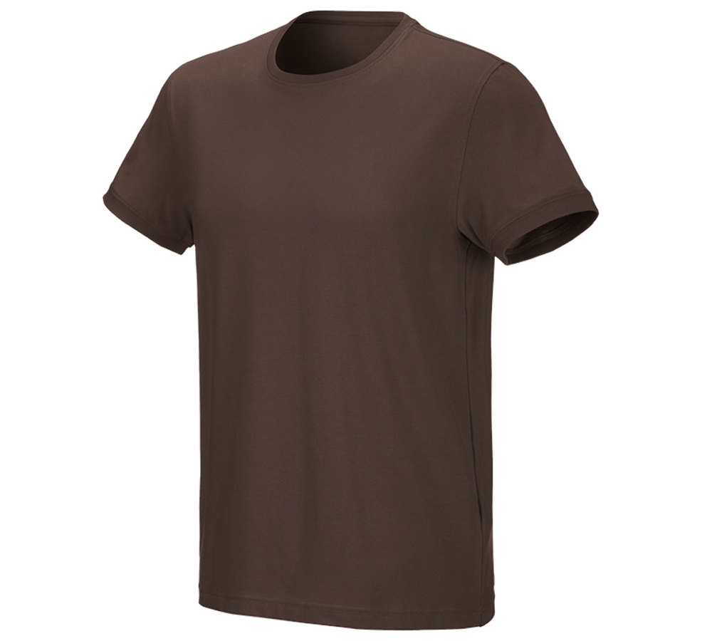 Bovenkleding: e.s. T-Shirt cotton stretch + kastanje