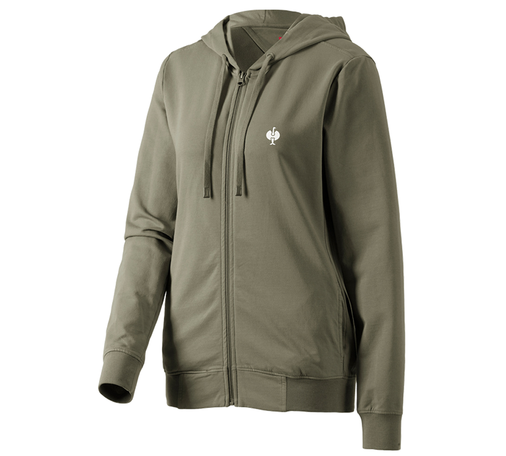 Bovenkleding: Capuchon-Sweatjack e.s.motion ten,dames + moerasgroen vintage