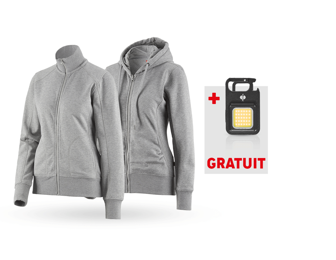 Vêtements: KIT : Veste sweat+Hoody sweat zippé poly cotton,f. + gris mélange