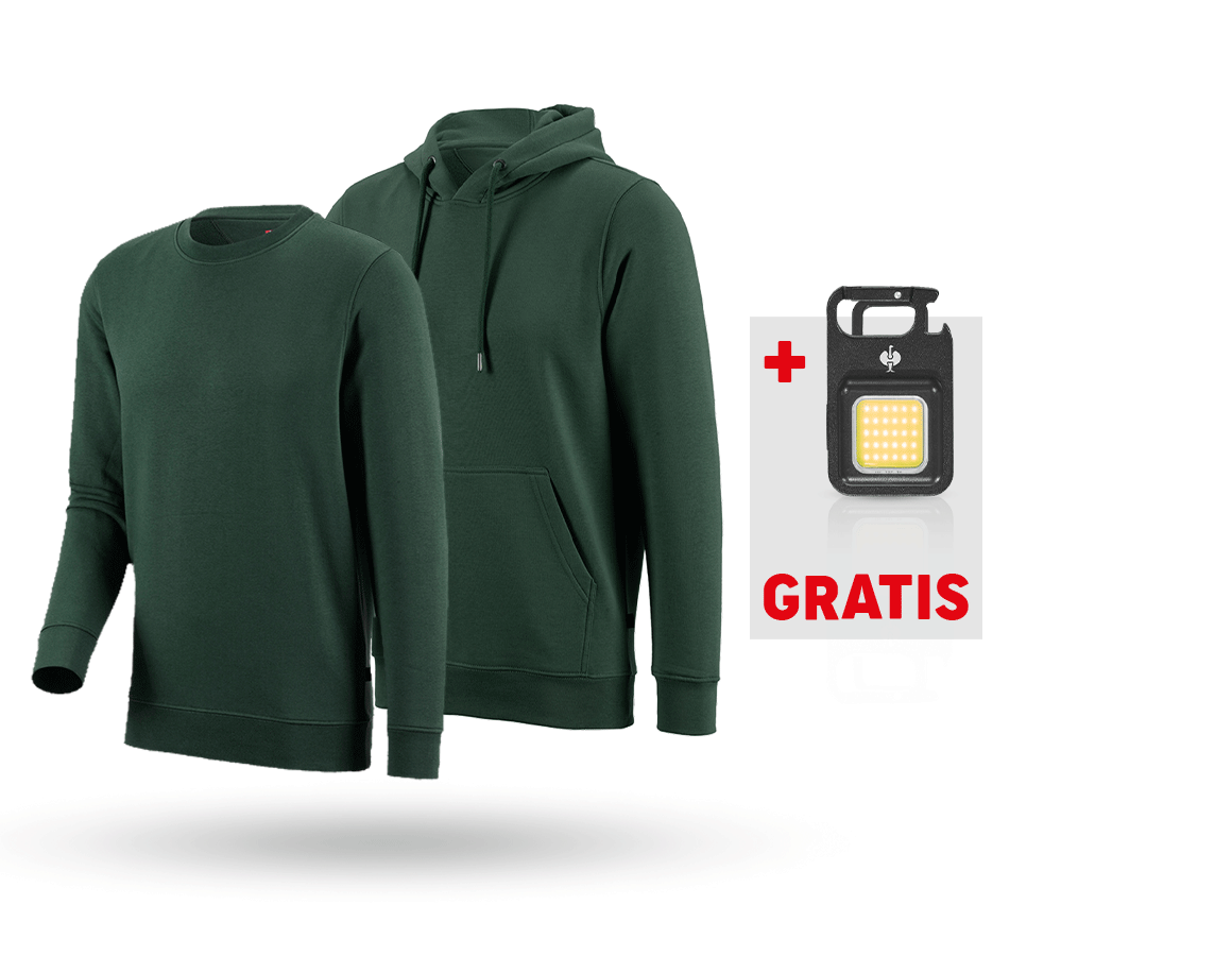 Große Geschenke: SET: e.s. Hoody-Sweatshirt+Sweatshirt poly Cotton + grün