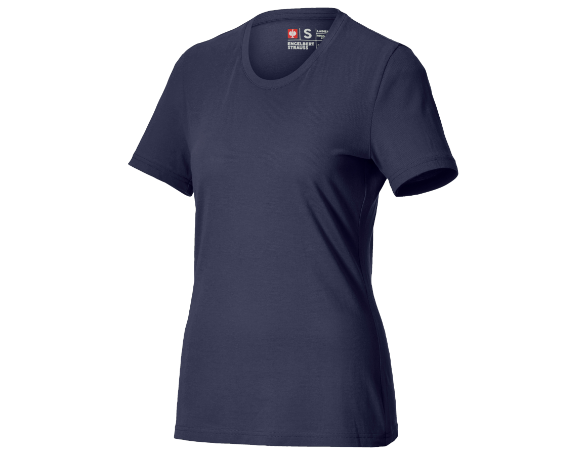 Bovenkleding: e.s. Piqué-T-Shirt cotton light, dames + donkerblauw
