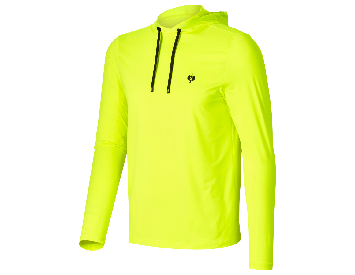 Bovenkleding: Visibility funct. hoodie-longsleeve UV e.s.trail + signaalgeel/zwart