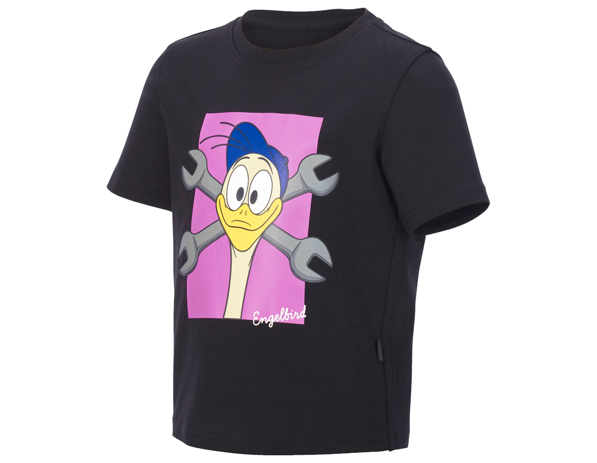 Bovenkleding: e.s. T-shirt cotton stretch engelbird, kinderen + engelbird5/zwart