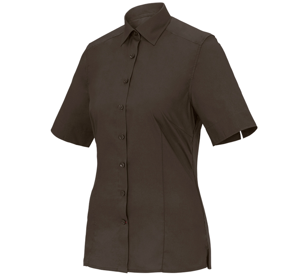 Hauts: Chemisier business e.s.comfort, à manches courtes + marron