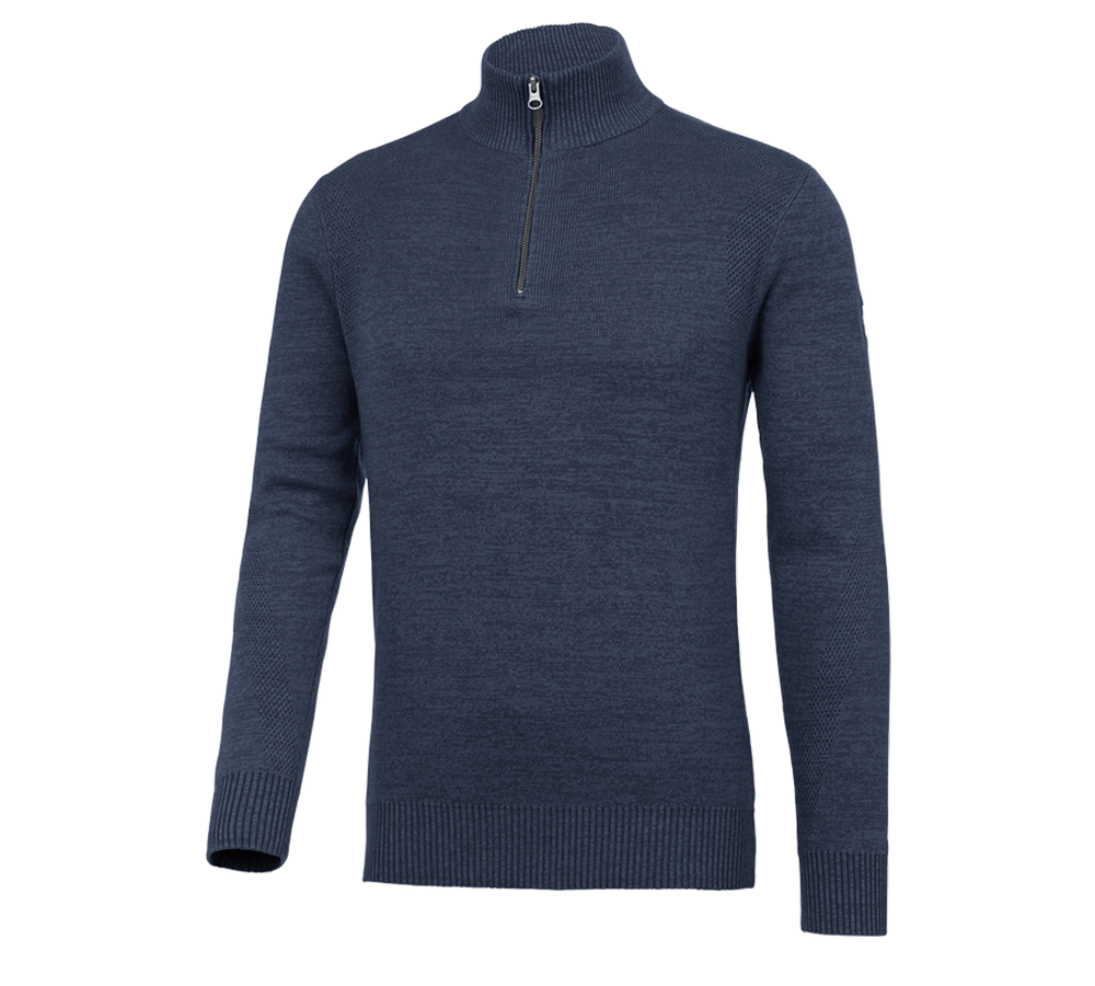 Hauts: e.s. Pull camionneur en tricot + bleu nuit mélange