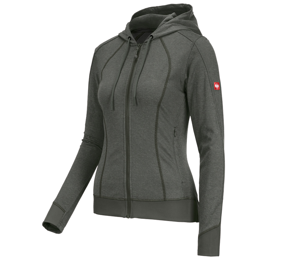 Werkjassen: e.s. Functioneel capuchonjack stripe, dames + tijm
