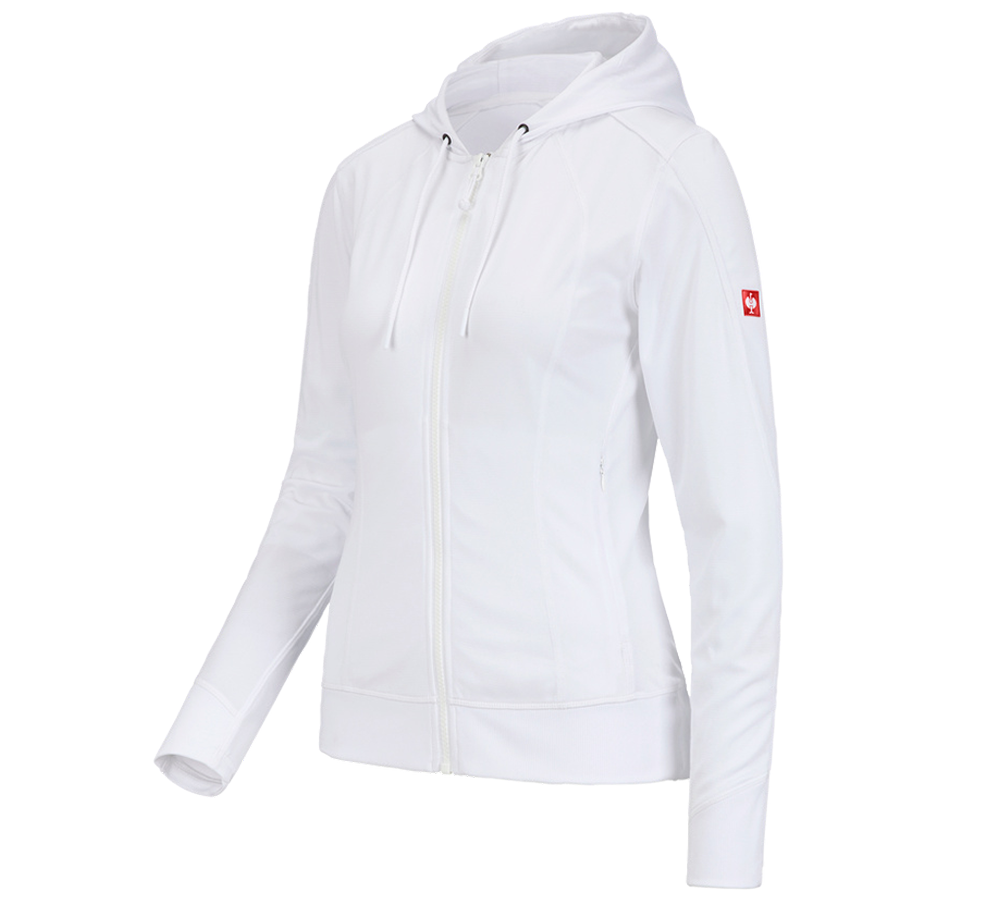 Vestes de travail: e.s. Veste à capuche fonctionnel stripe, femmes + blanc