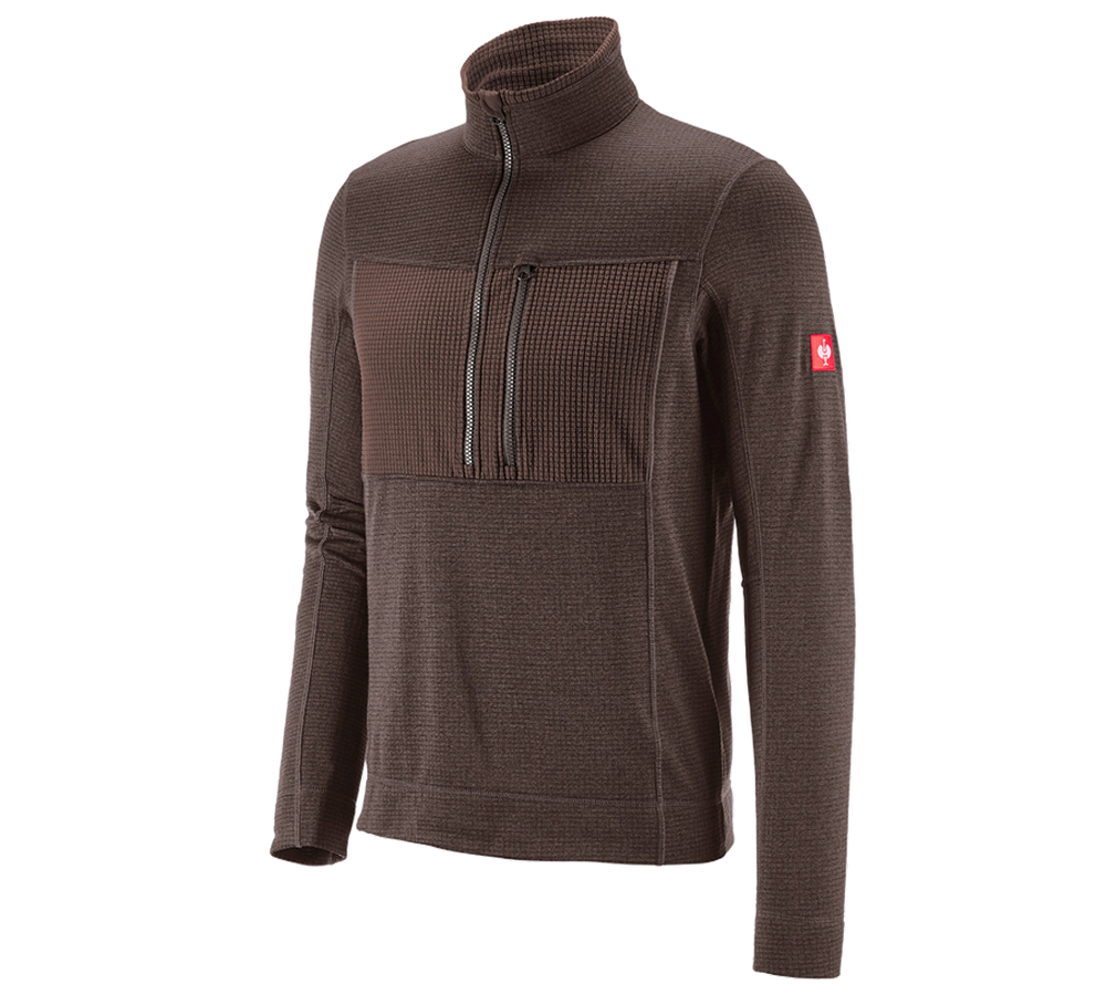 Hauts: Pull camionneur climacell e.s.dynashield + marron mélange