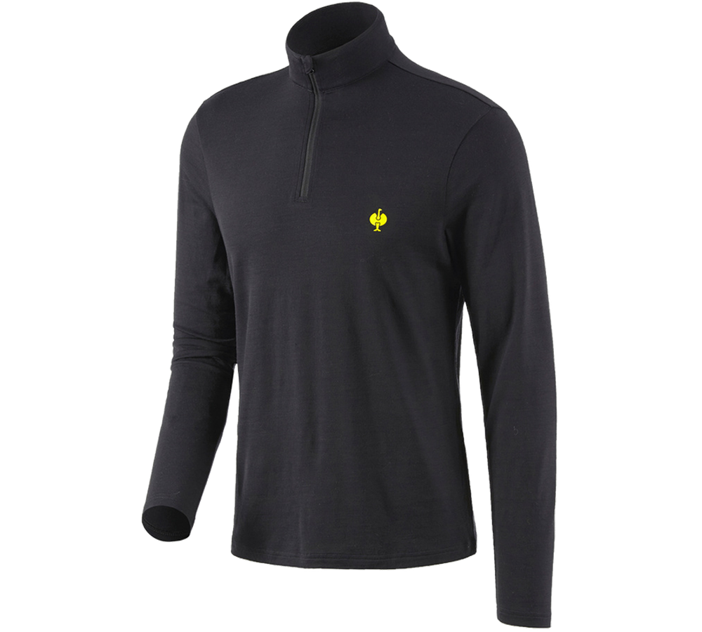 Hauts: Pull camionneur Merino e.s.trail + noir/jaune acide