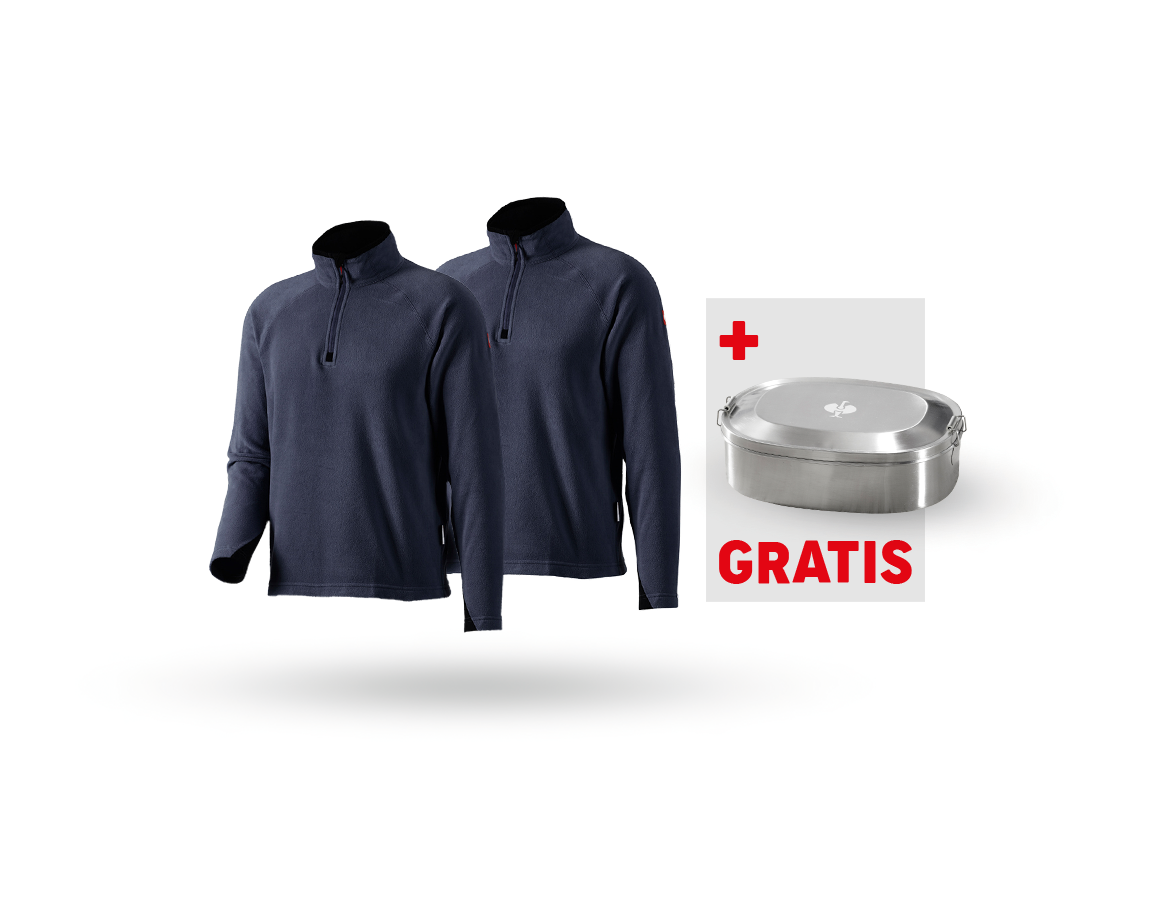 Kleding: SET: 2x Microfleece schipperstrui dryplexx® micro + donkerblauw