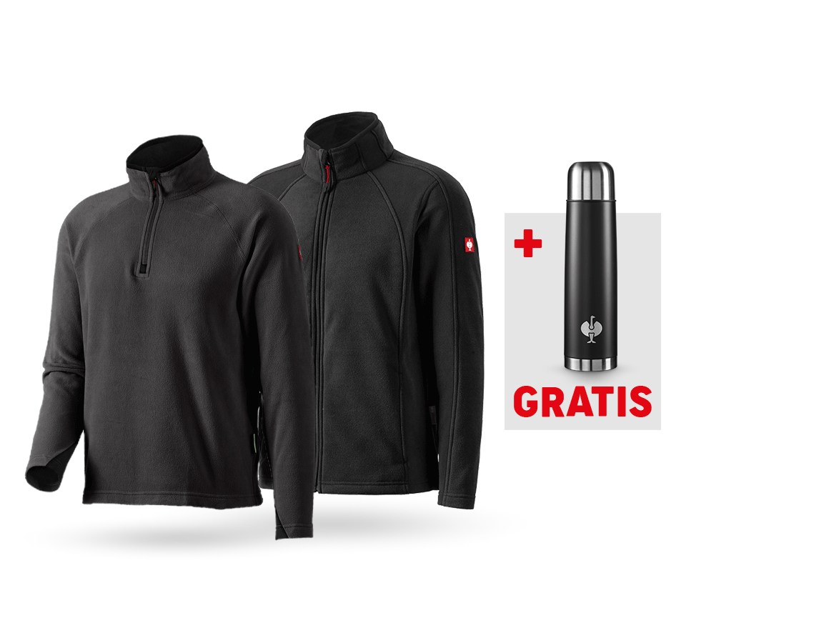 Bekleidungs-Sets: SET: Microfleece Jacke + Troyer dryplexx® micro + schwarz