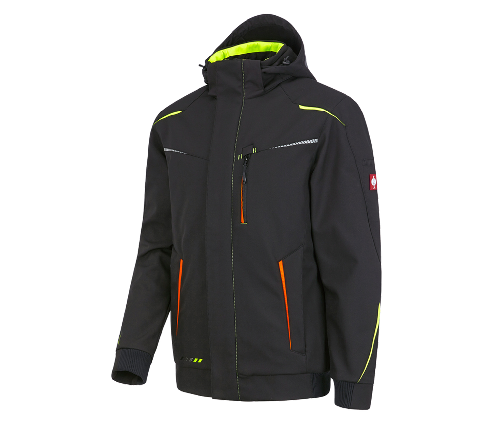 Werkjassen: Winter softshelljack e.s.motion 2020, heren + zwart/signaalgeel/signaaloranje