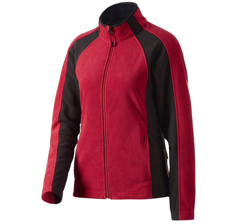 Werkjassen: Dames Microfleece jack dryplexx® micro + rood/zwart