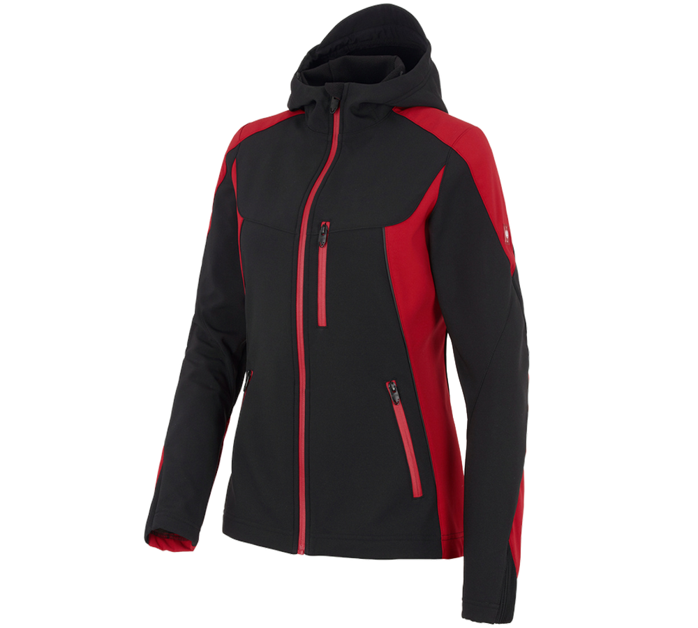 Jacken: Softshelljacke e.s.vision, Damen + schwarz/rot