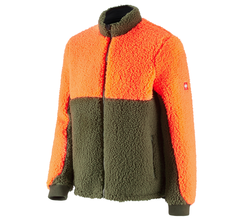 Vestes de travail: e.s. Veste polaire de forestier + orange fluo/vert boue