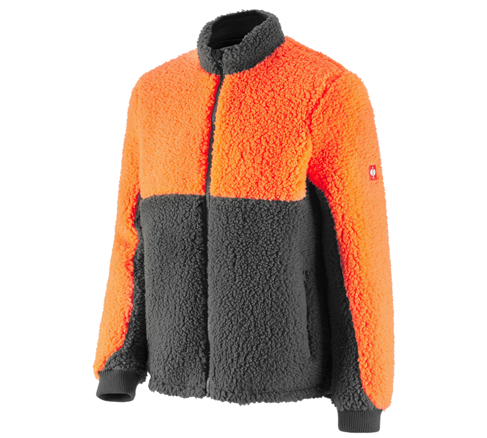 Jacken: e.s. Forst-Faserpelzjacke + warnorange/carbongrau