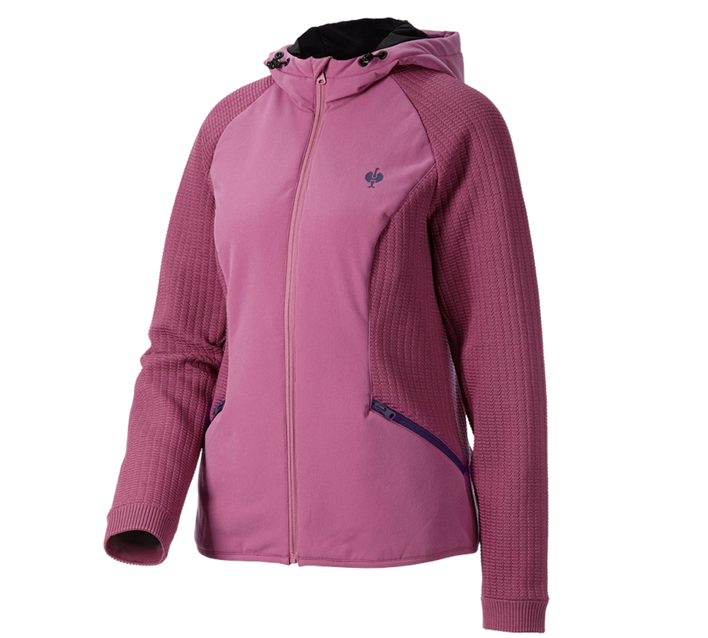 Jacken: Hybrid Kapuzenstrickjacke e.s.trail, Damen + tarapink/tiefblau