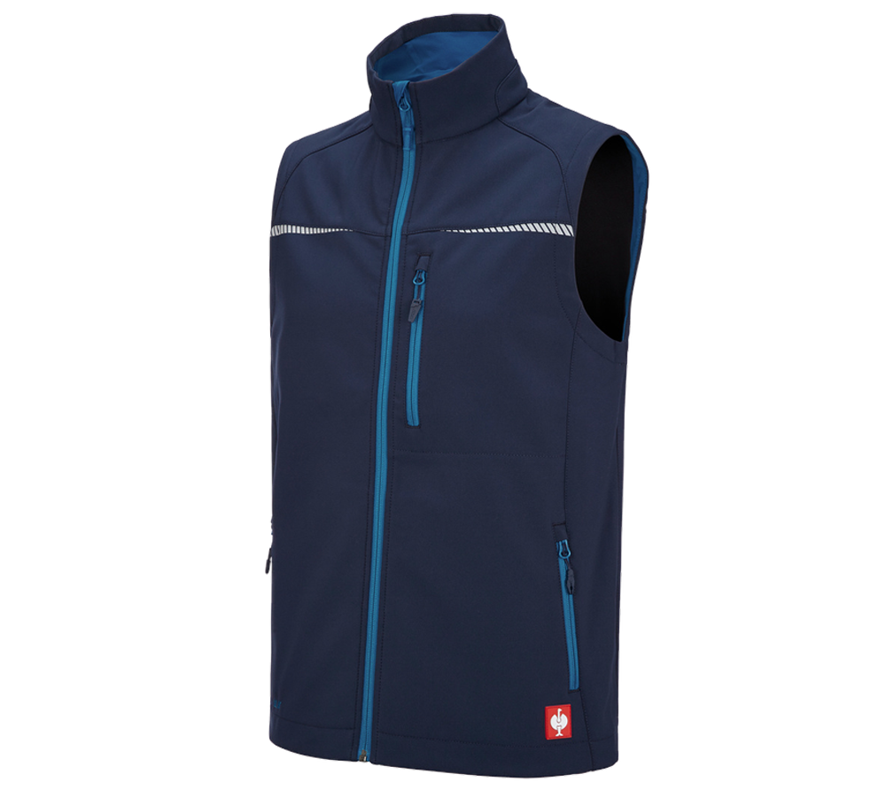 Gilets de travail: Gilet softshell e.s.motion 2020 + bleu foncé/atoll