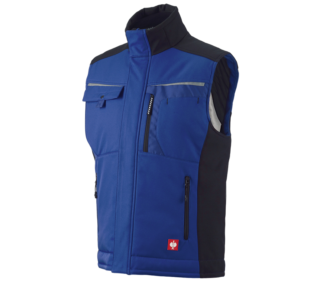 Gilets de travail: Gilet Softshell e.s.motion + bleu royal/noir