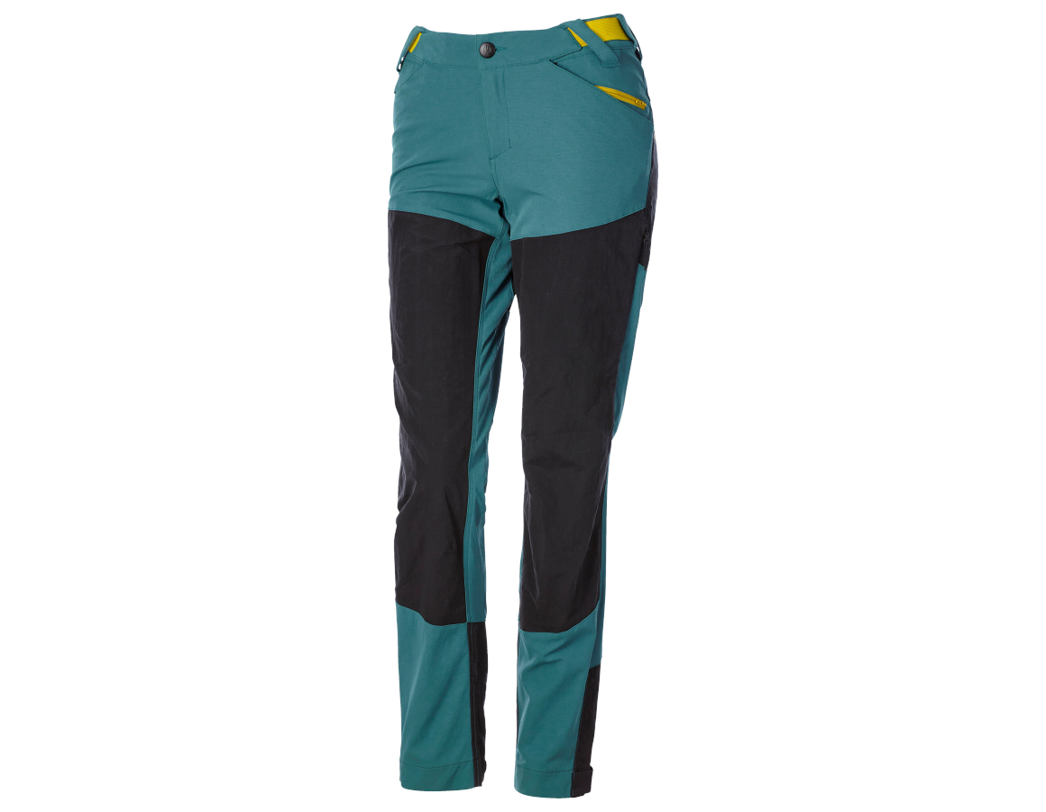 Pantalons de travail: Pantalon de fonction hybride e.s.trail, femmes + vert émeraude/jaune chrome