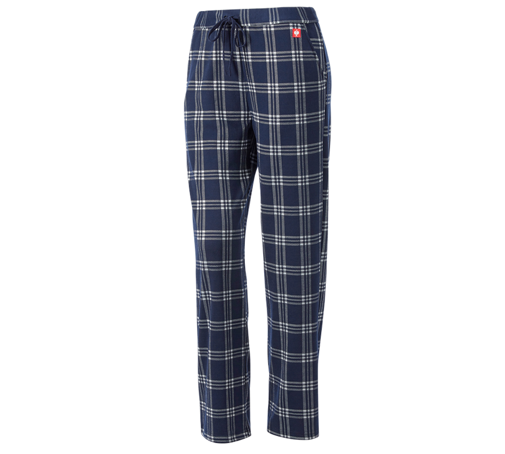 Accessoires: e.s. Geruite pyjamabroek, dames + diepblauw/wit