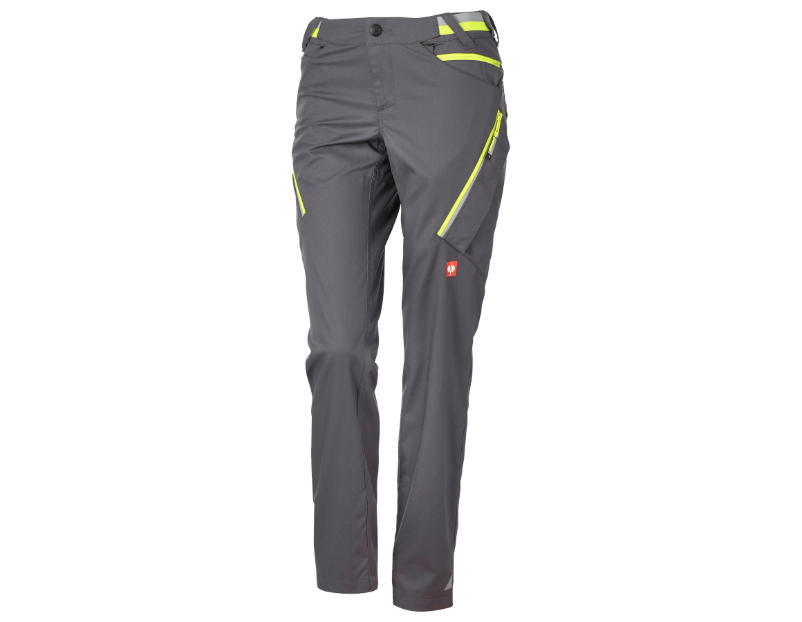 Pantalons de travail: Pantalon à poches multiples e.s.ambition, femmes + anthracite/jaune fluo