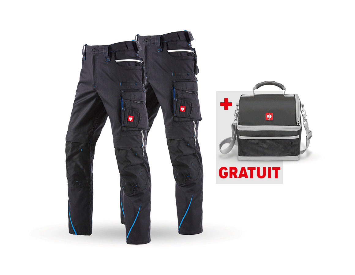 Pantalons de travail: KIT : Pantalon + pantalon d'hiver e.s.motion 2020 + graphite/bleu gentiane