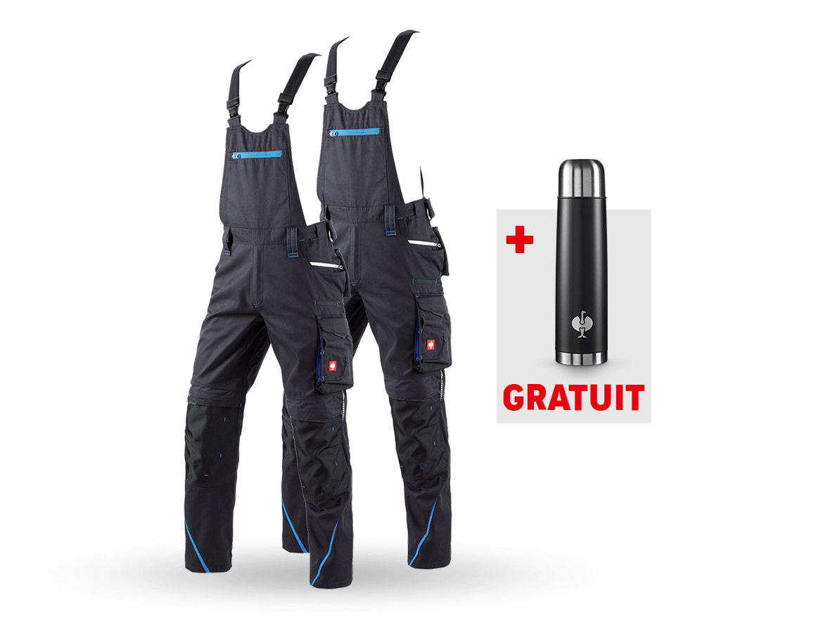 Pantalons de travail: KIT : 2x Salopette e.s.motion 2020 + graphite/bleu gentiane