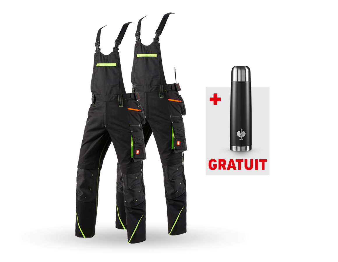 Pantalons de travail: KIT : 2x Salopette e.s.motion 2020 + noir/jaune fluo/orange fluo