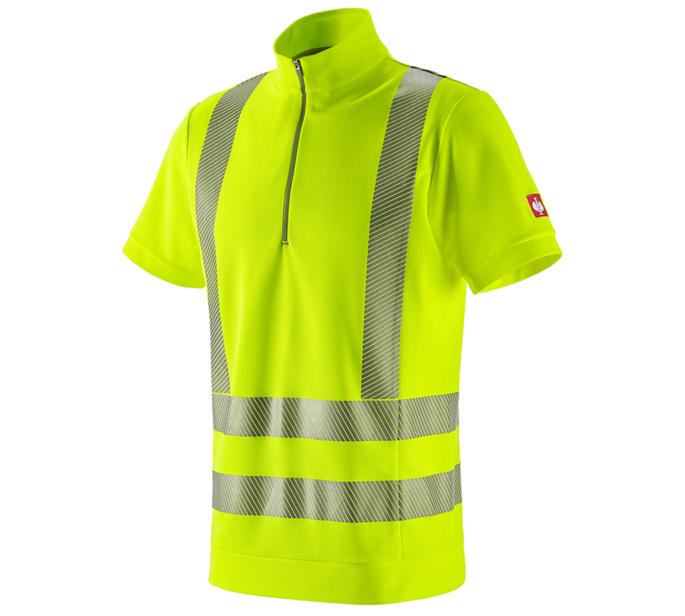 Bovenkleding: e.s. functioneel waarschuwings-ZIP-T-shirt UV + signaalgeel