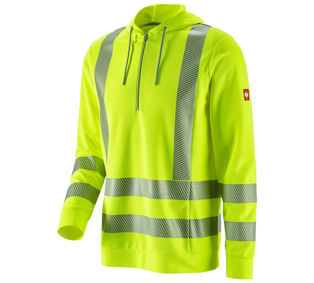 Shirts & Co.: e.s. Warnschutz Funktions Hoody-Longsleeve UV + warngelb