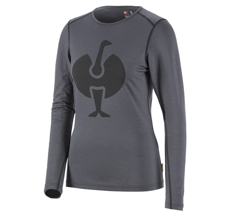 Vêtements thermiques: e.s. Longsleeve Merino, femmes + ciment/graphite