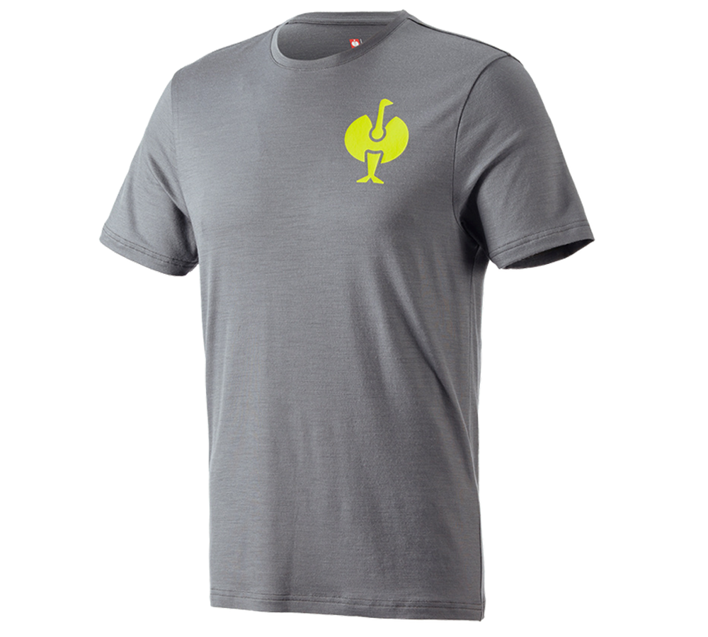 Bovenkleding: T-Shirt Merino e.s.trail + bazaltgrijs/zuurgeel