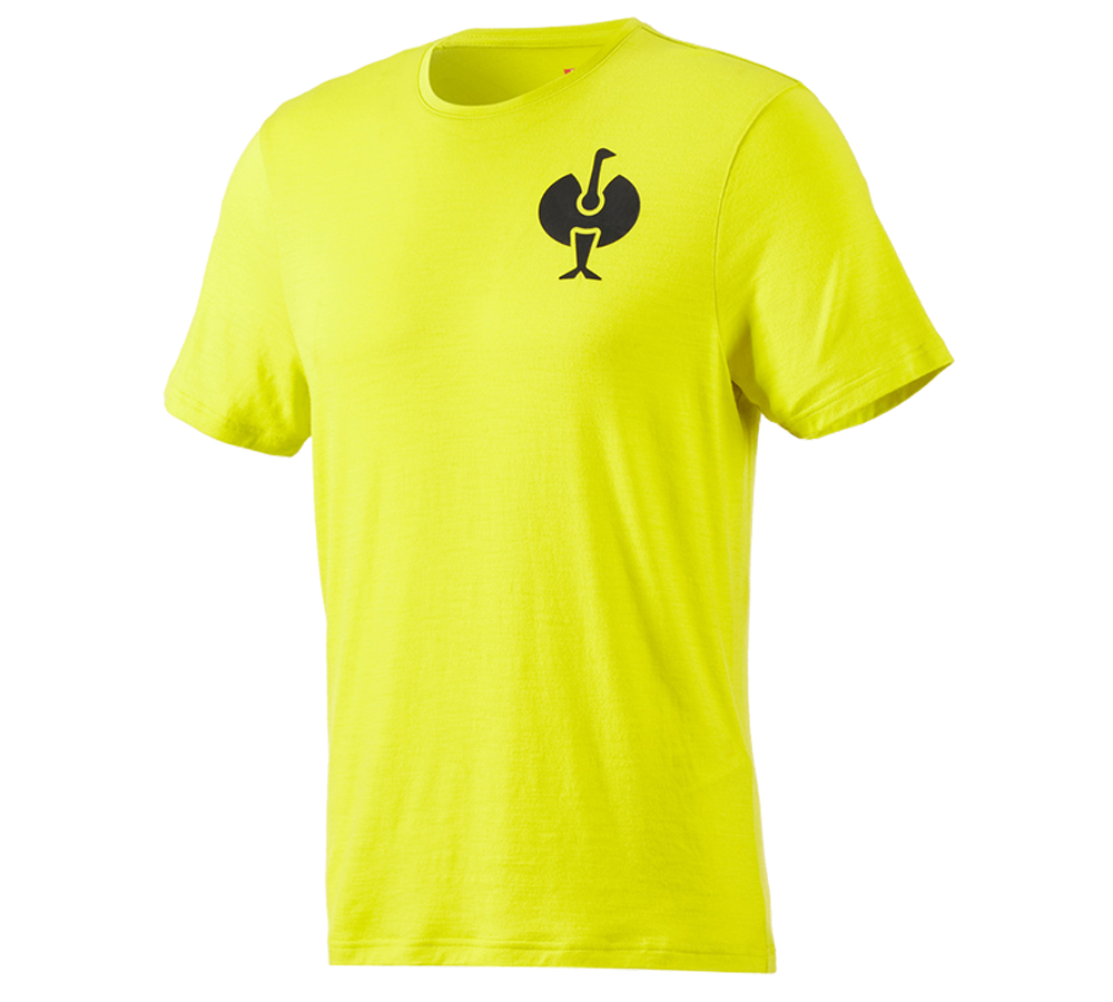 Bovenkleding: T-Shirt Merino e.s.trail + zuurgeel/zwart