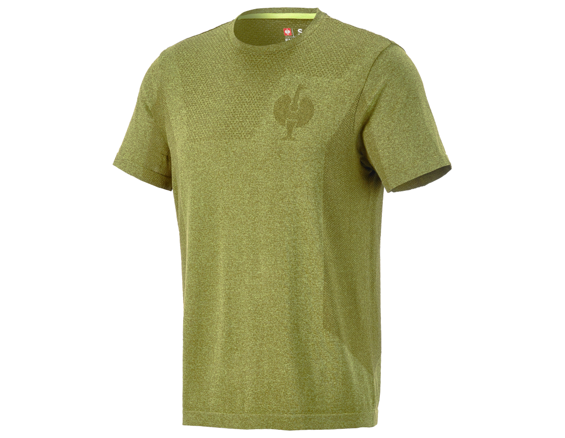 Hauts: T-Shirt seamless e.s.trail + vert genévrier mélange