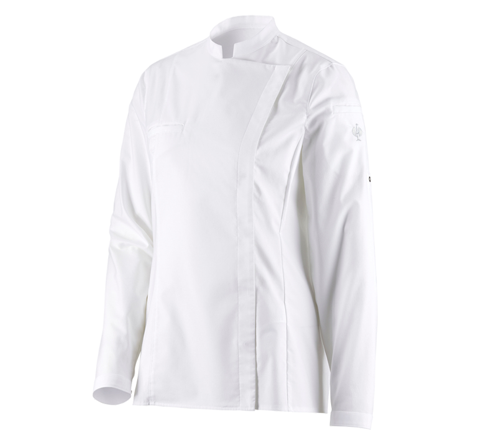 Hauts: e.s. Chemise de cuisinier, femmes + blanc