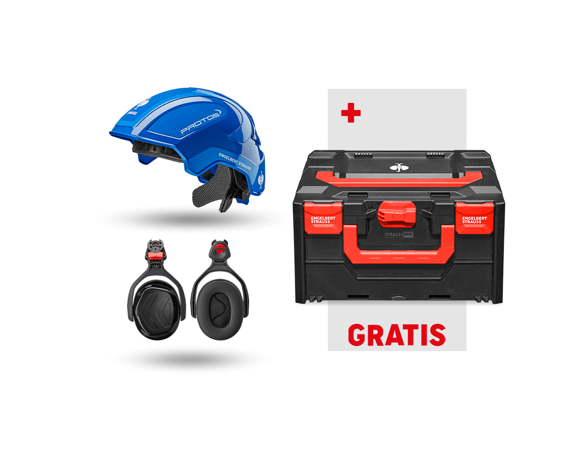 Arbeitsschutz: Arbeitsschutz-Set Protos + GRATIS STRAUSSbox 215 + blau/enzianblau